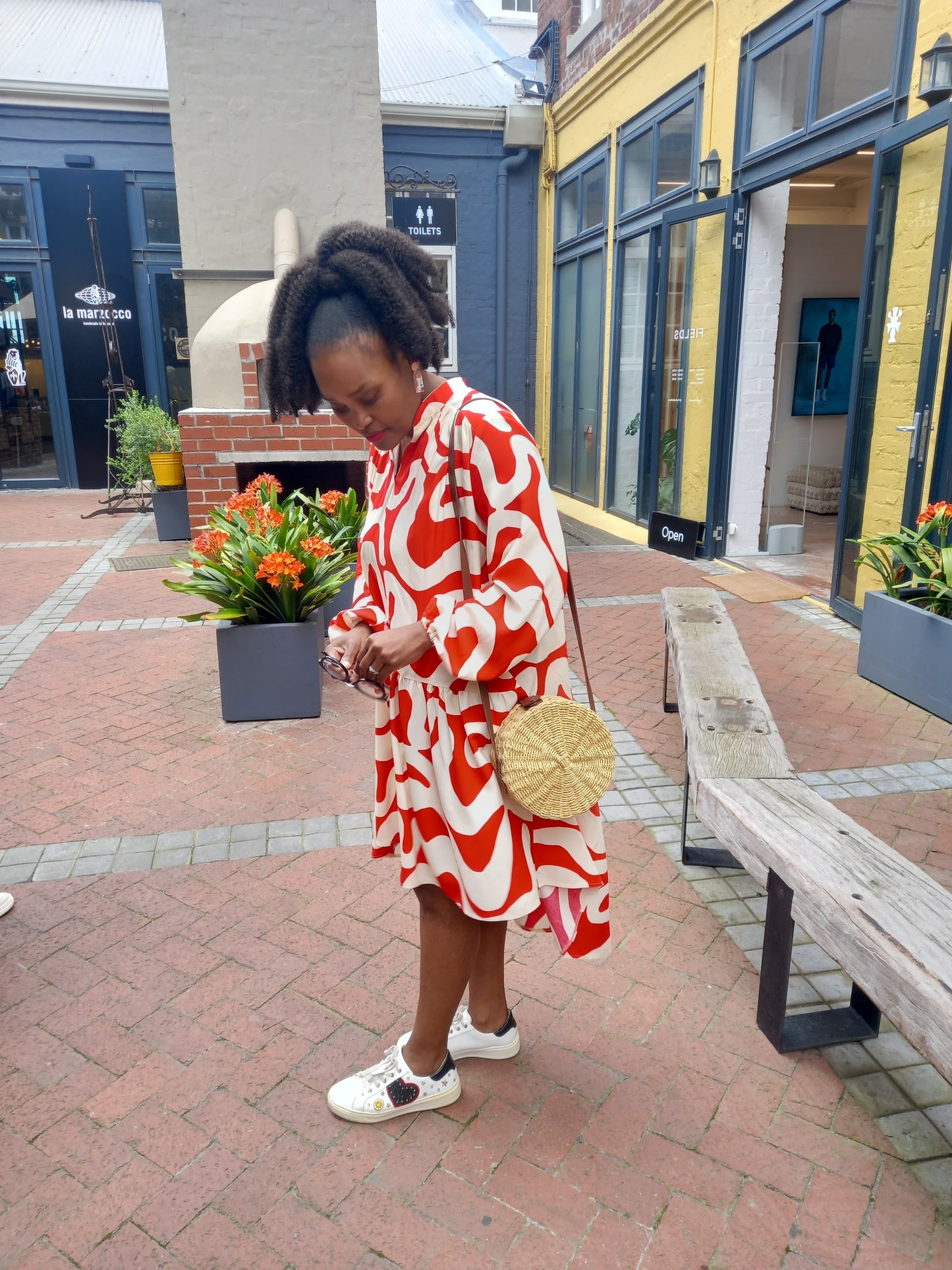 Hi Lo printed long sleeves shirt dress