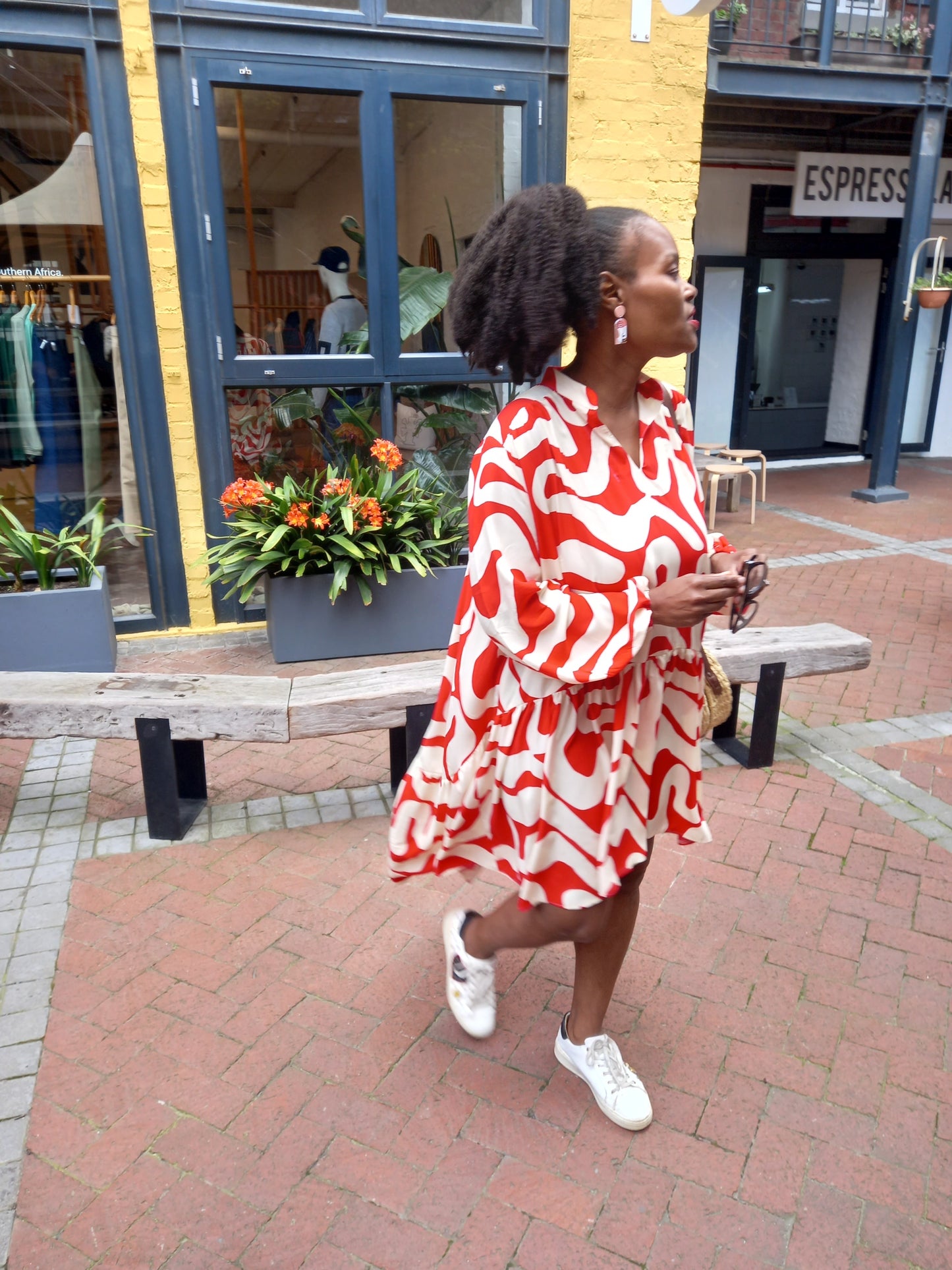 Hi Lo printed long sleeves shirt dress