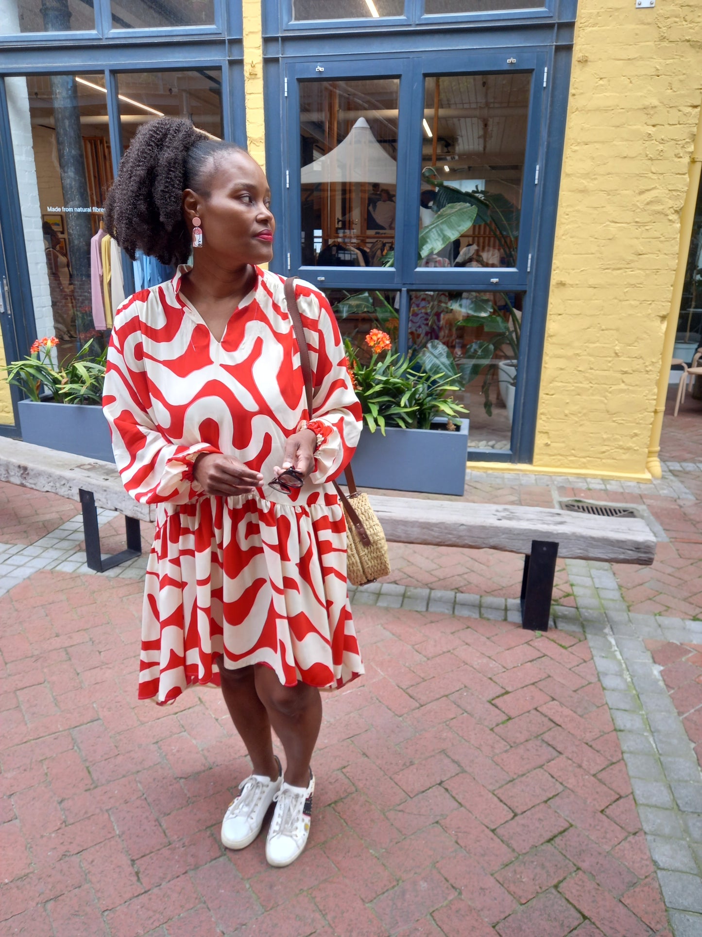 Hi Lo printed long sleeves shirt dress