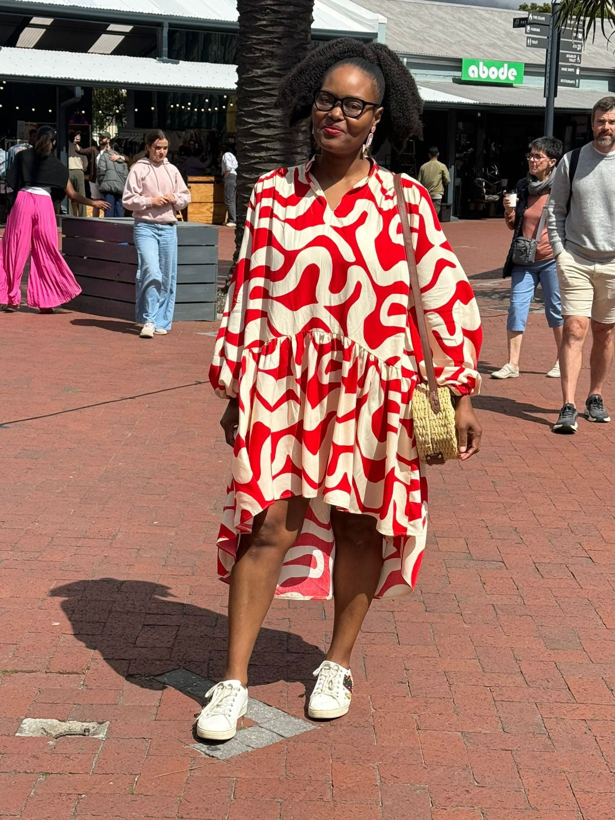 Hi Lo printed long sleeves shirt dress